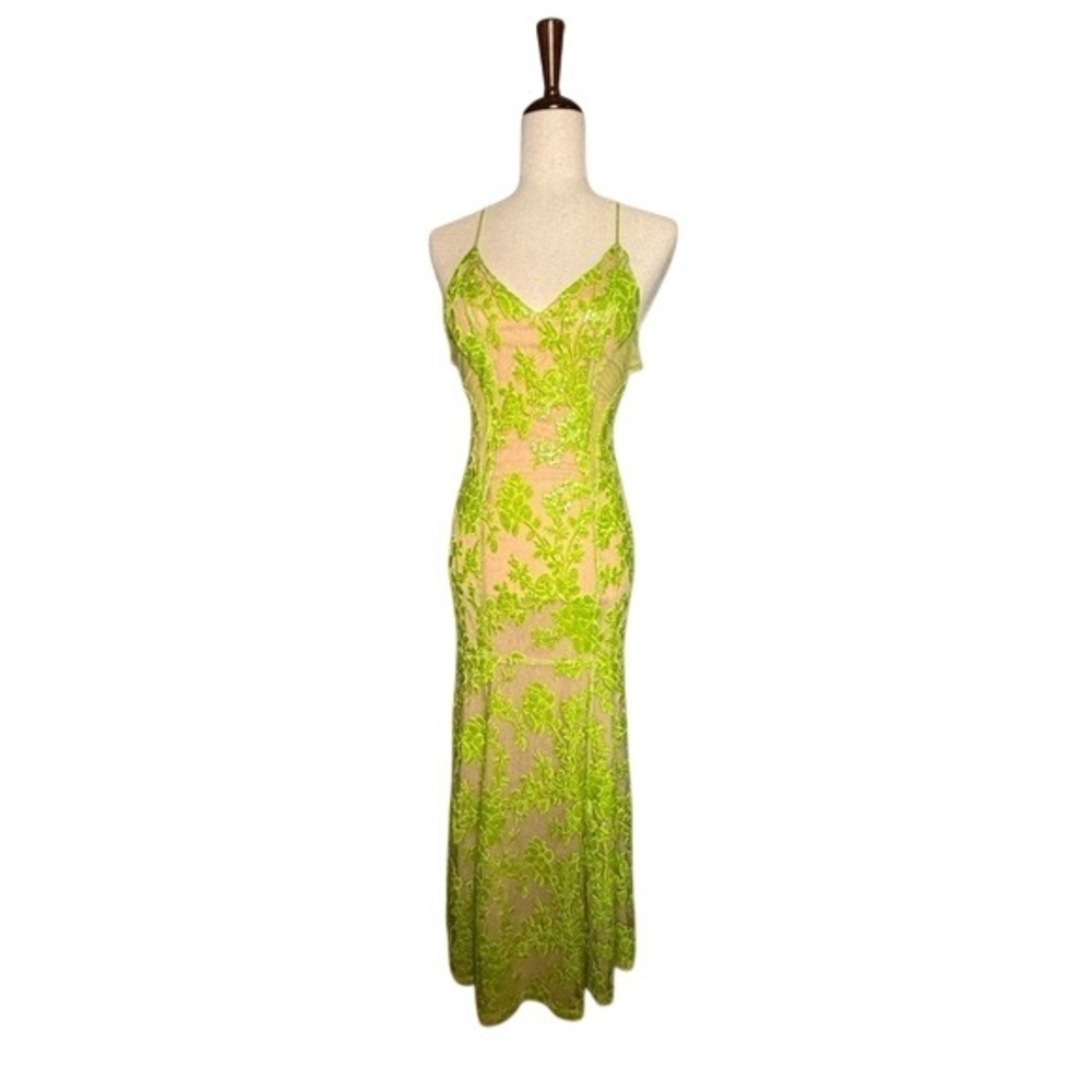 NBD x REVOLVE Dusk Till Dawn Lace Maxi Gown Goblin Green NWT XS